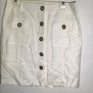 Adrienne vittadini white button front linen blend short skirt size 10